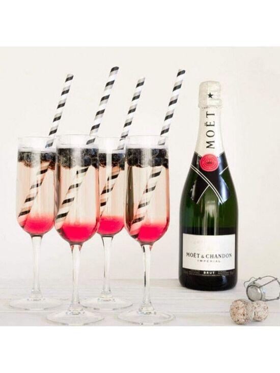 Other - Black & Grey Pinstripe wide Party straws